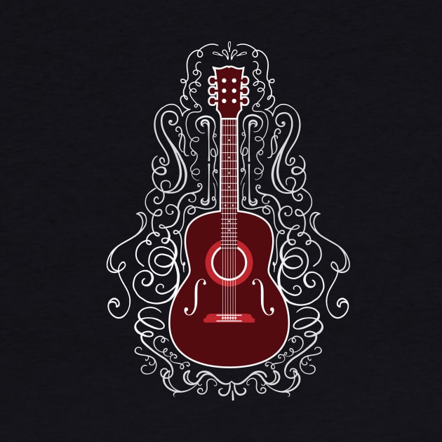 Acoustic Guitar With Scroll Design by LittleBunnySunshine